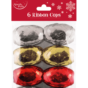 6 Pack Christmas Curling Ribbon Cobs Eurowrap Cops Mixed 