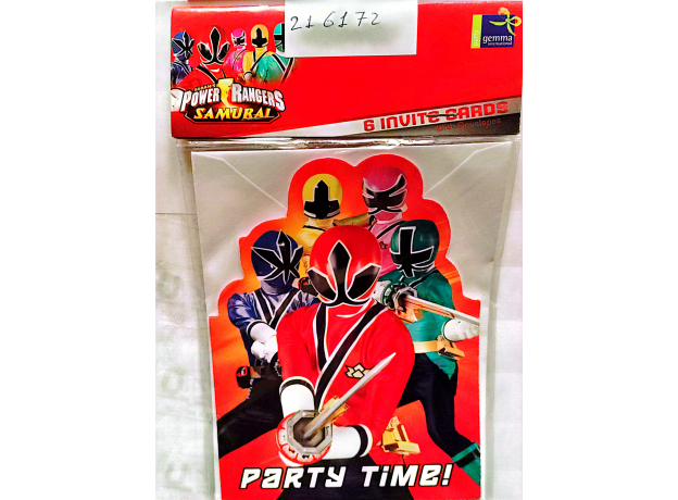 Gemma Power Rangers Samurai 6 Invitation Cards With Envelopes