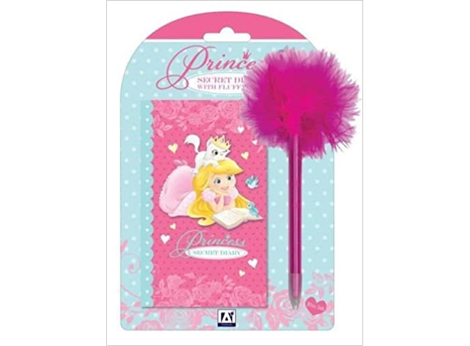 Girls Princess Pink Secret Diary with Fluffy Pen & Padlock
